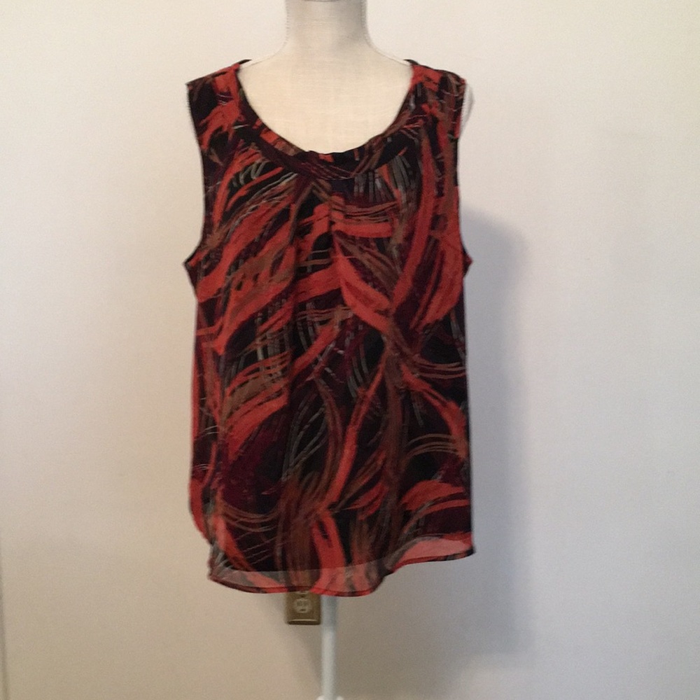 CJ banks dressy tank top black and orange